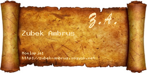 Zubek Ambrus névjegykártya